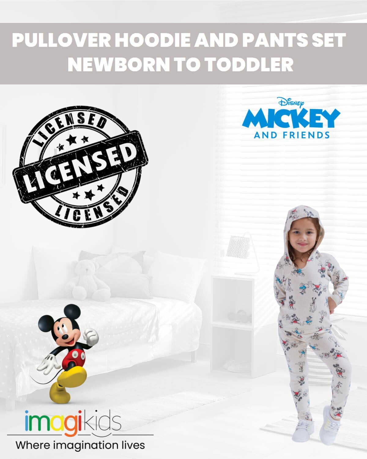 Disney Mickey Mouse Donald Duck Pluto Infant Baby Boys Pullover Hoodie and Pants Outfit Set Newborn to Toddler