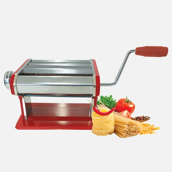 Linen Chest JS GOURMET Manual Pasta Machine in Red Stainless Steel