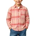 thumbnail image 3 of Ultrave Boys Plaid Flannel Shirt Long Sleeve Button Down Lapel Casual Kids Top with Chest Pocket 2-15Y, 3 of 7