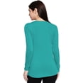 thumbnail image 4 of eloria Women's T-Shirt Round Neck Solid Color Plain Full Sleeve T-Shirt Color: Teal | Size: 3XL, 4 of 7