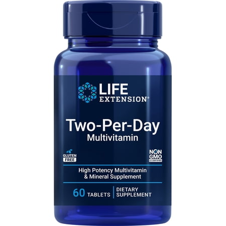Life Extension Two-Per-Day Multivitamin broad spectrum of essential nutrients packed with over 25 vitamins minerals & extracts gluten-free non-GMO 60 tablets