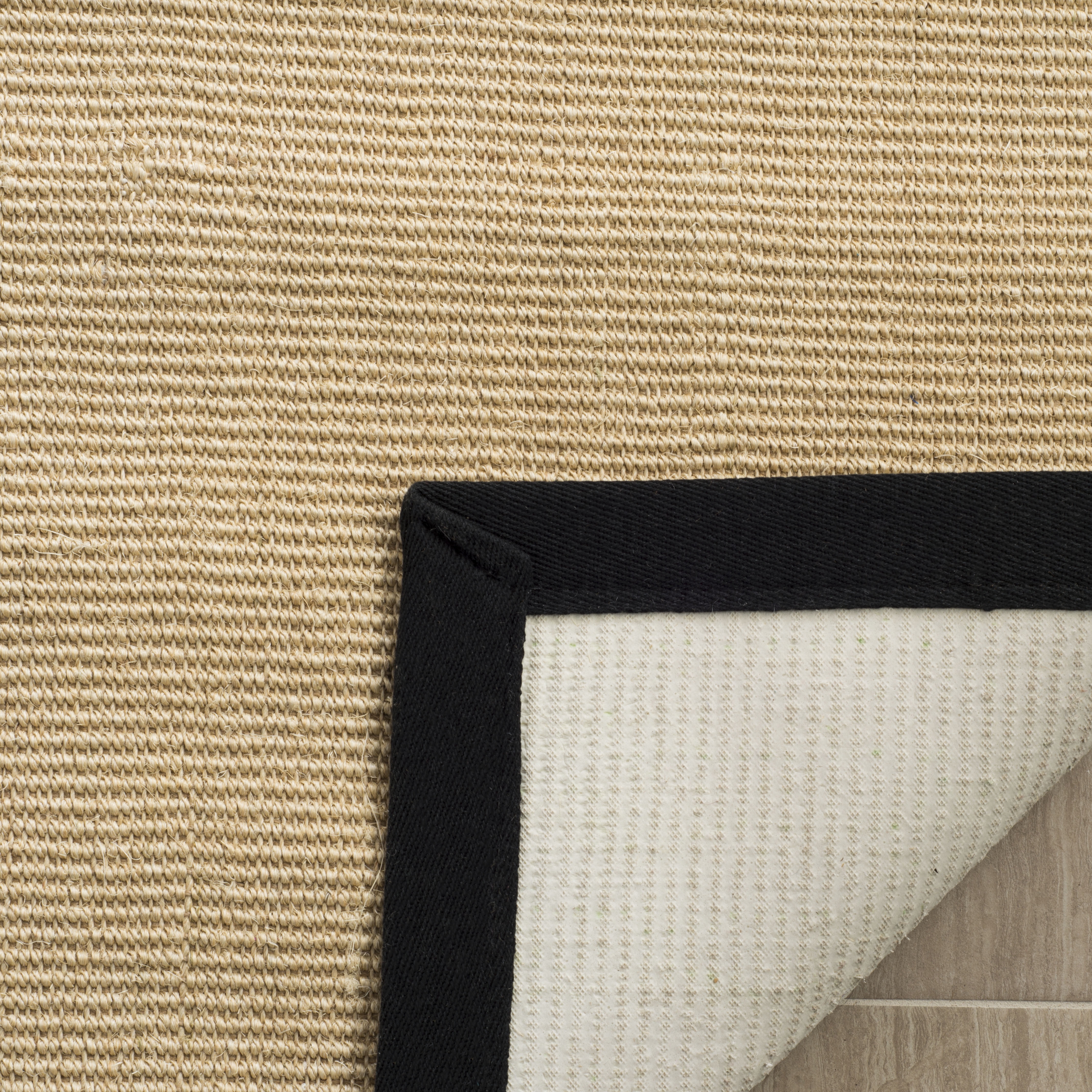 SAFAVIEH Natural Fiber Forrester Border Sisal Runner Rug, Maize/Black, 2'6" x 8'