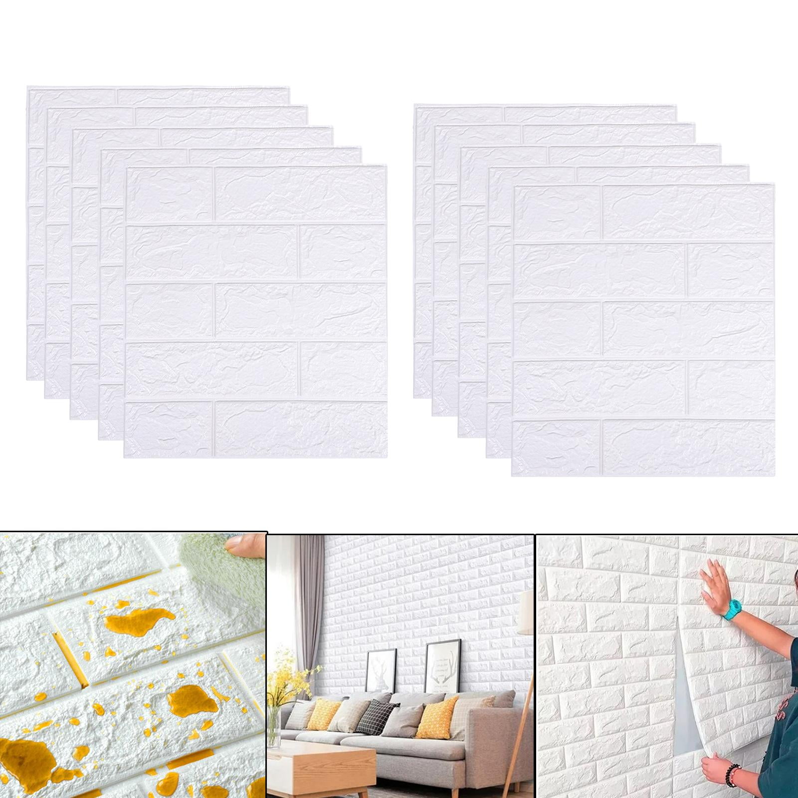 3D Brick , Adhesive wall Stickers Brick Tile Wall Panels for Living room and Decor