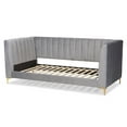 thumbnail image 3 of Bowery Hill Modern Velvet Upholstered and Gold Finished Twin Size Daybed in Gray, 3 of 7