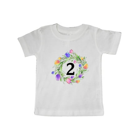 

Inktastic 2nd Birthday Tulip Flower Wreath Gift Baby Boy or Baby Girl T-Shirt
