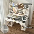 thumbnail image 4 of Dnxao Charging Station Makeup Desk and Mirror with LED Lights Table Set, White, 4 of 10