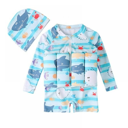 

Toddler Floating Swimsuit Boys Girls Float Suit with Cap Floating Swimsuit One Piece Rashguard Swimsuit Kids Summer Swimwear Beach Bathing Suit