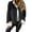 Black 2XL, variant on Winter Women Jacket Round Neck Thick Fleece Open Stitch Short Type Cardigan Long Sleeves Warm Windproof Heat Retention Outdoor Coat