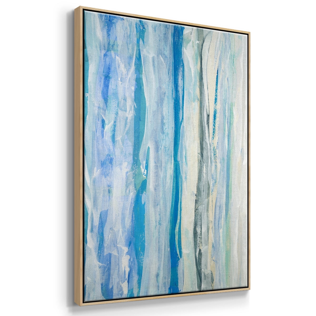 Swimming Ashore Framed Premium Gallery Wrapped Canvas - Ready to Hang - 17 x 25 - Natural Wood Floating Frame