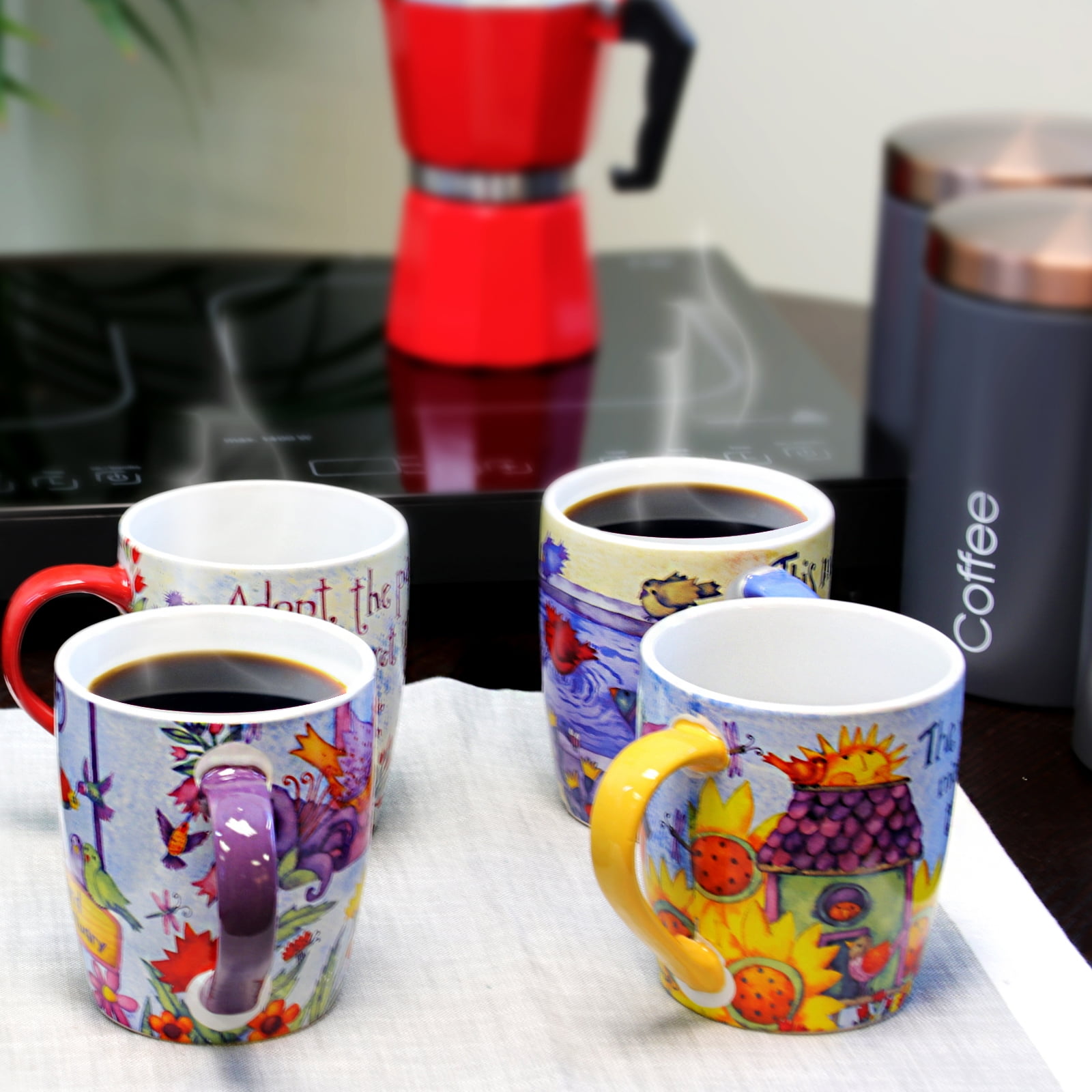 18 oz Cup Set, Set of 4 Assorted Designs - Walmart.com