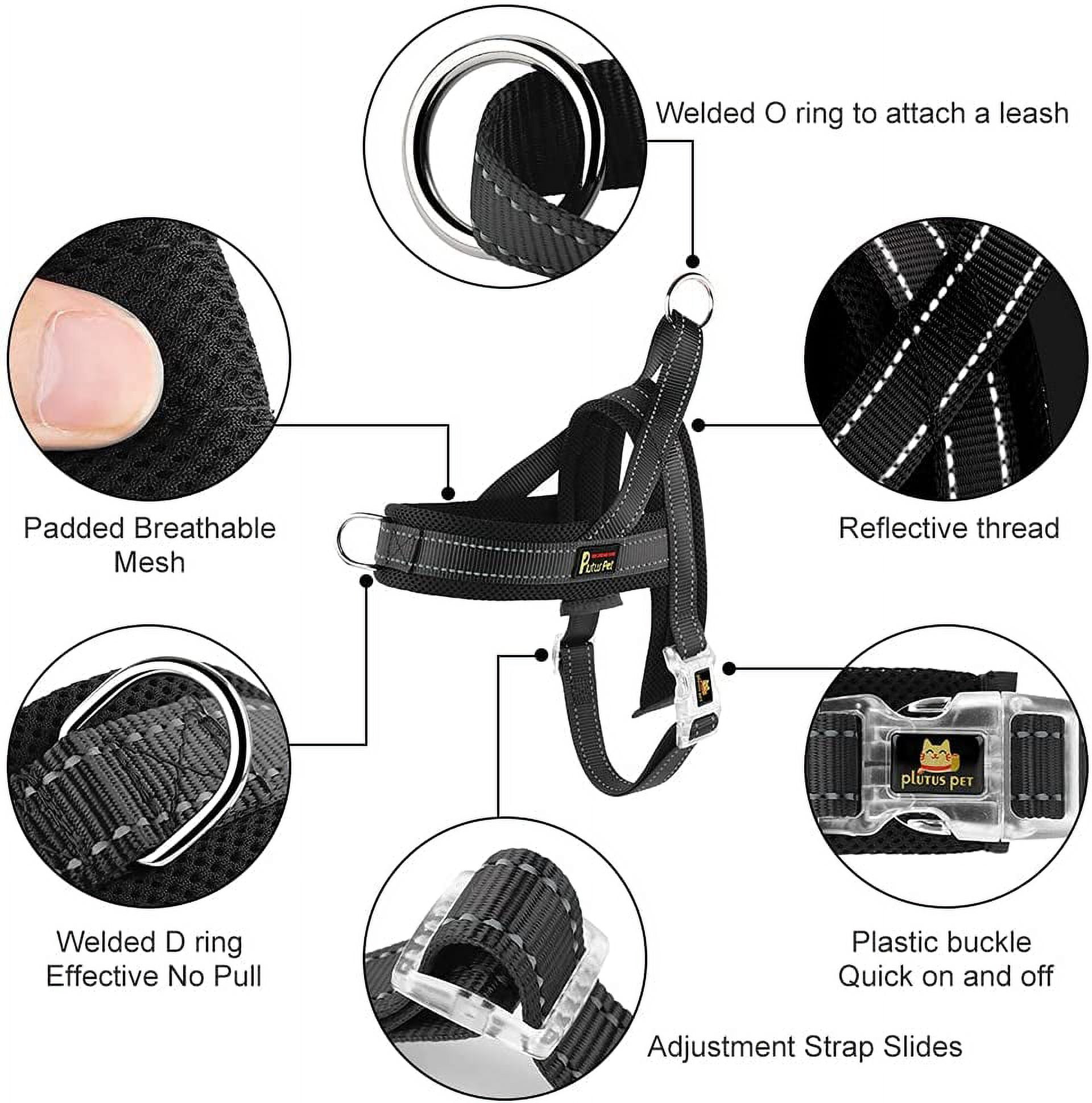 Plutus Pet No Pull Dog Harness with Breathable Mesh Padded, Adjustable Reflective Escape Proof Dog Harness, Quick Fit Dog Vest Harness for Small Medium Large Dogs(XS, Black)