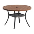 thumbnail image 6 of Vicllax Outdoor Outside Patio Dining Table 47" Round Metal Table with Umbrella Hole for Deck, Walnut, 6 of 7