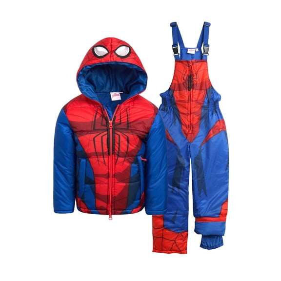 Marvel Spider-Man Boys Snow Suit Set - Insulated Boys Ski Jacket & Snow Bib Overalls 2 Piece