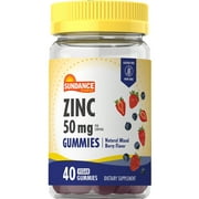 Zinc 50mg | 40 Vegan Gummies | Natural Mixed Berry Flavor | Vegan, Non-GMO, and Gluten Free Supplement | By Sundance
