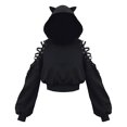 thumbnail image 3 of Sudadera con capucha de manga larga para mujer, con orejas de gato kawaii, estilo gótico, punk, harajuku, hombros descubiertos, estilo gótico, color negro, 2021, 3 of 5