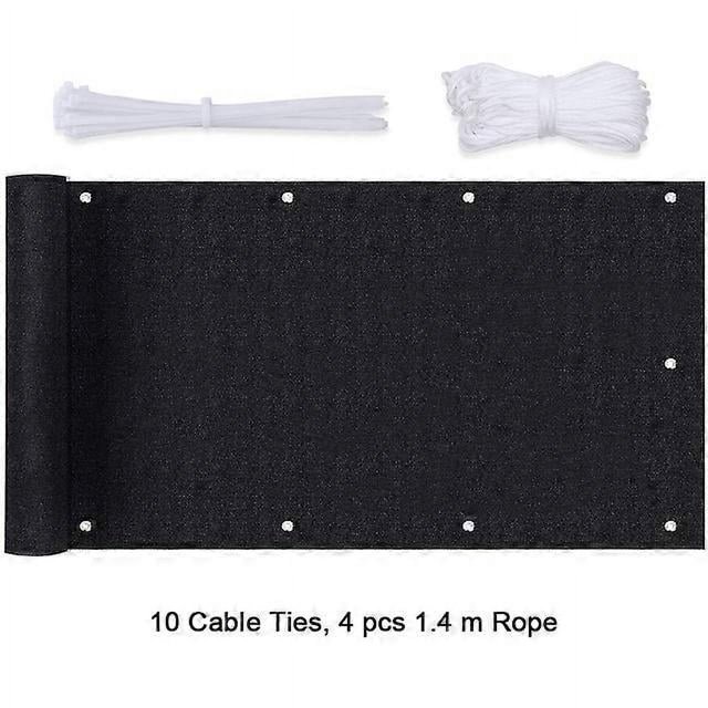 Red de protección solar para ventilación, pantalla de privacidad, cubierta para balcón, hebilla de HDPE, toldo de vela para exteriores, tela de sombra, cerca de jardín, refugio, color negro, 0,9 x 5