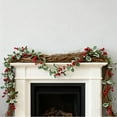 thumbnail image 2 of Christmas Artificial Garlands, Xmas Berry Holly Leaves Garland Faux Greenery Garlands Winter Snowy Red Berries Hanging Vine for Wedding Party Home Decoration, 2 of 4