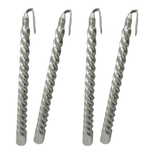 2 velas largas en espiral de 19,5 cm para comedor y bar. Plata