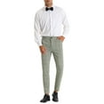 thumbnail image 2 of INSPIRE CHIC Plaid Dress Pants for Men's Contrast Color Formal Pants Light Green 36, 2 of 4