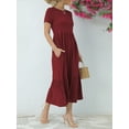 thumbnail image 4 of SIEANE Women's Summer Dress Casual Short Sleeve Crew Neck Dress Tiered Maxi Beach Dress with Pockets, 4 of 6