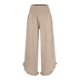 thumbnail image 4 of Endives Women's Linen Pant High Waist Elastic Casual Loose Long Pants SpringTrendy Khaki, 4 of 7