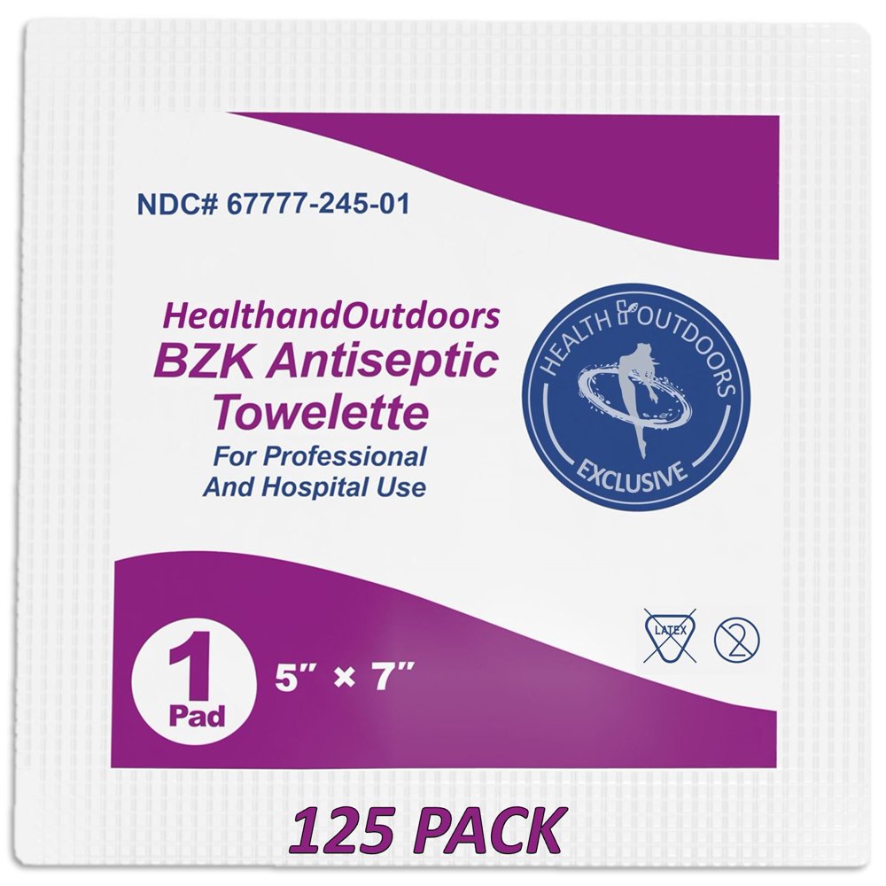 BZK Antiseptic Moist Towelette 5" x 7" Wipe (125 Count) Hand & Body