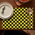 thumbnail image 4 of Yellow and Black Checkered Pattern Summer Placemats Table Placemats Set Of 6-Linen Kitchen Washable Placemats Table Mats 11.8"x17.7" Non-Slip Heat Resistant, 4 of 5