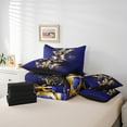 thumbnail image 4 of Gold Butterfly Queen Comforter Set 7-Piece Wild Animal Wildlife Bedding Comforter Sets, Boho Hippie Bed in a Bag Navy Blue and Gold Bedding Set, Purple Galaxy Bed Sheets Set, 4 of 4