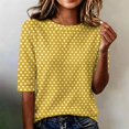 thumbnail image 2 of Gaukiv Womens Half Length Sleeve Tops Polka Dot Shirts Crew Neckline Blouses Yellow M, 2 of 6