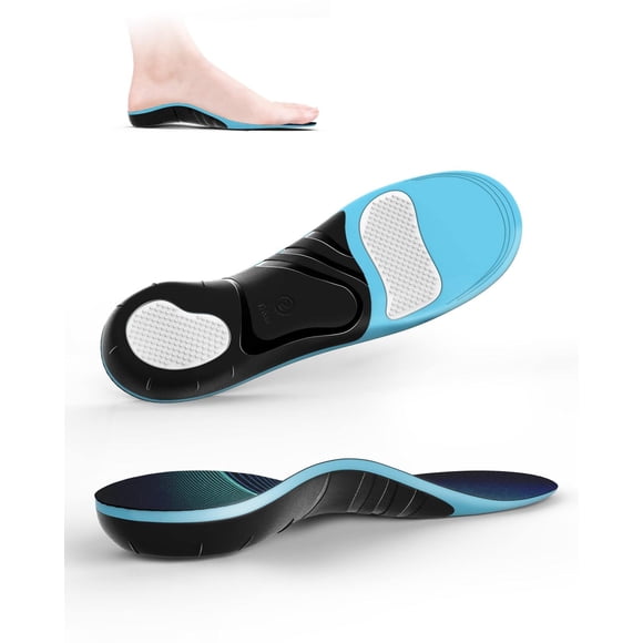 Plantillas QBK GEL Azul Soporte de Arco para Fascitis Plantar y Pie Plano para Hombres y Mujeres