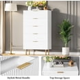 thumbnail image 3 of Commode à 5 Tiroirs, Commode Cannelée pour Chambre, Commode Haute de 47,9 Pouces, Commode Haute en Bois avec Poignée en Métal pour Garde-Robe, Salon, Entrée, 3 of 7