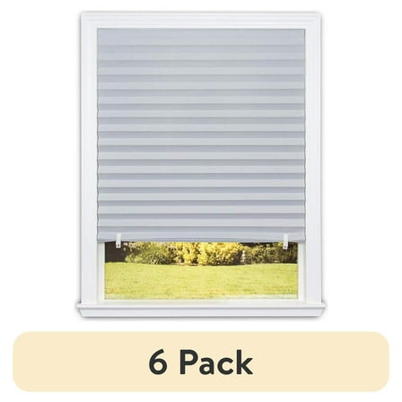 (6 pack) Redi Shade No Tools Original Room Darkening Pleated Paper Shade Gray, 36 in x 72 in