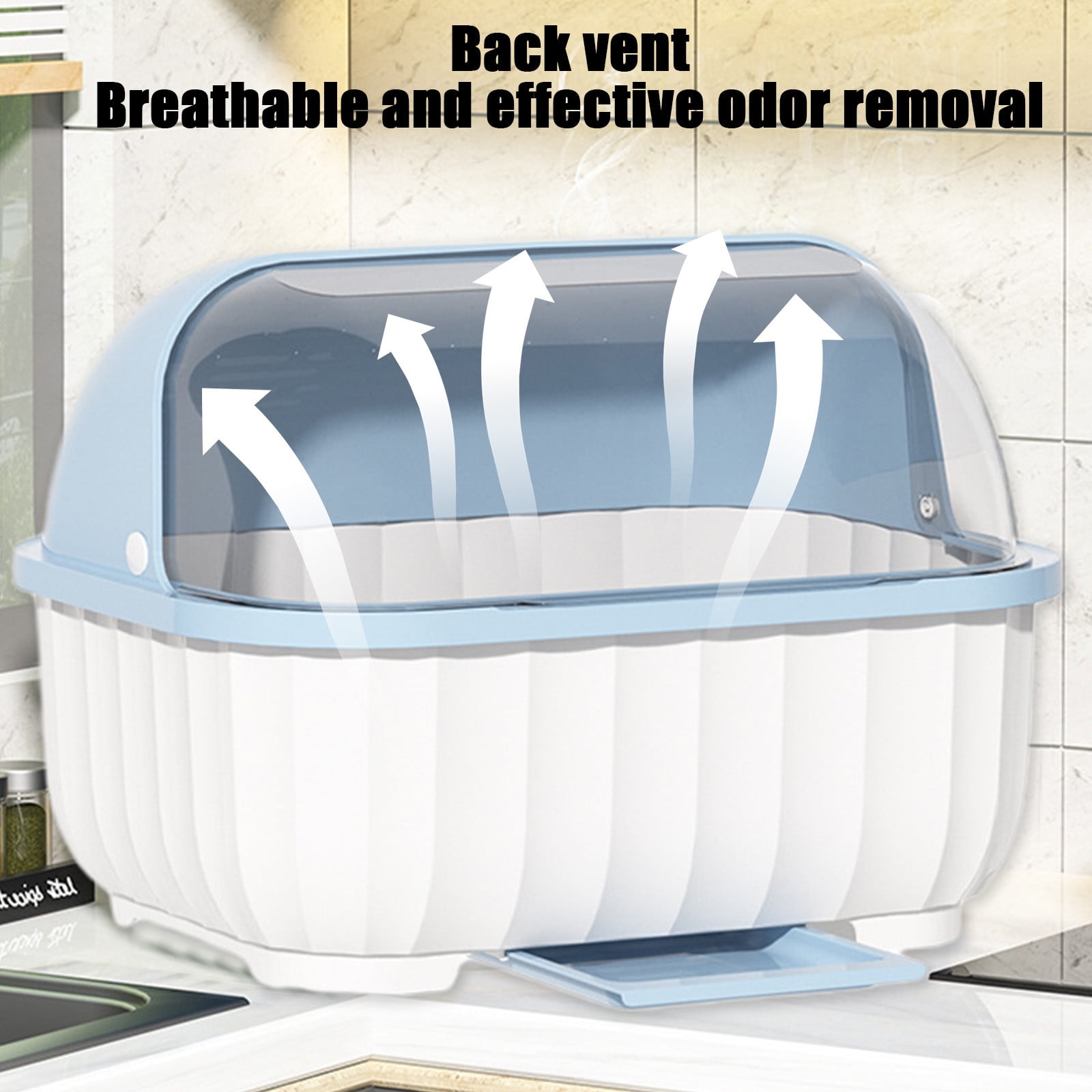 Portable Dinnerware Drainer Organizer,Dish Racks with Lid Cover for Kitchen Counter Plastic Kitchen Cabinet Organizer Dish Drying Rack Utensil Holder Plates Bowls Saving Space