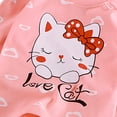 thumbnail image 4 of Toddler Girls Pajama Sets round neck long sleeve Cartoon cat printing tops pants set kids girls soft comfortable Sleepwear Home wear Outfit Sets，2 Piece, 4 of 4