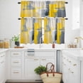 thumbnail image 3 of Abstract Graffiti Kitchen Curtains Valances and Tiers Set of 3 Watercolor Gray Yellow Tier Curtains and Valance with Rod Pocket for Small Windows, 27.5"x24", 3 of 9