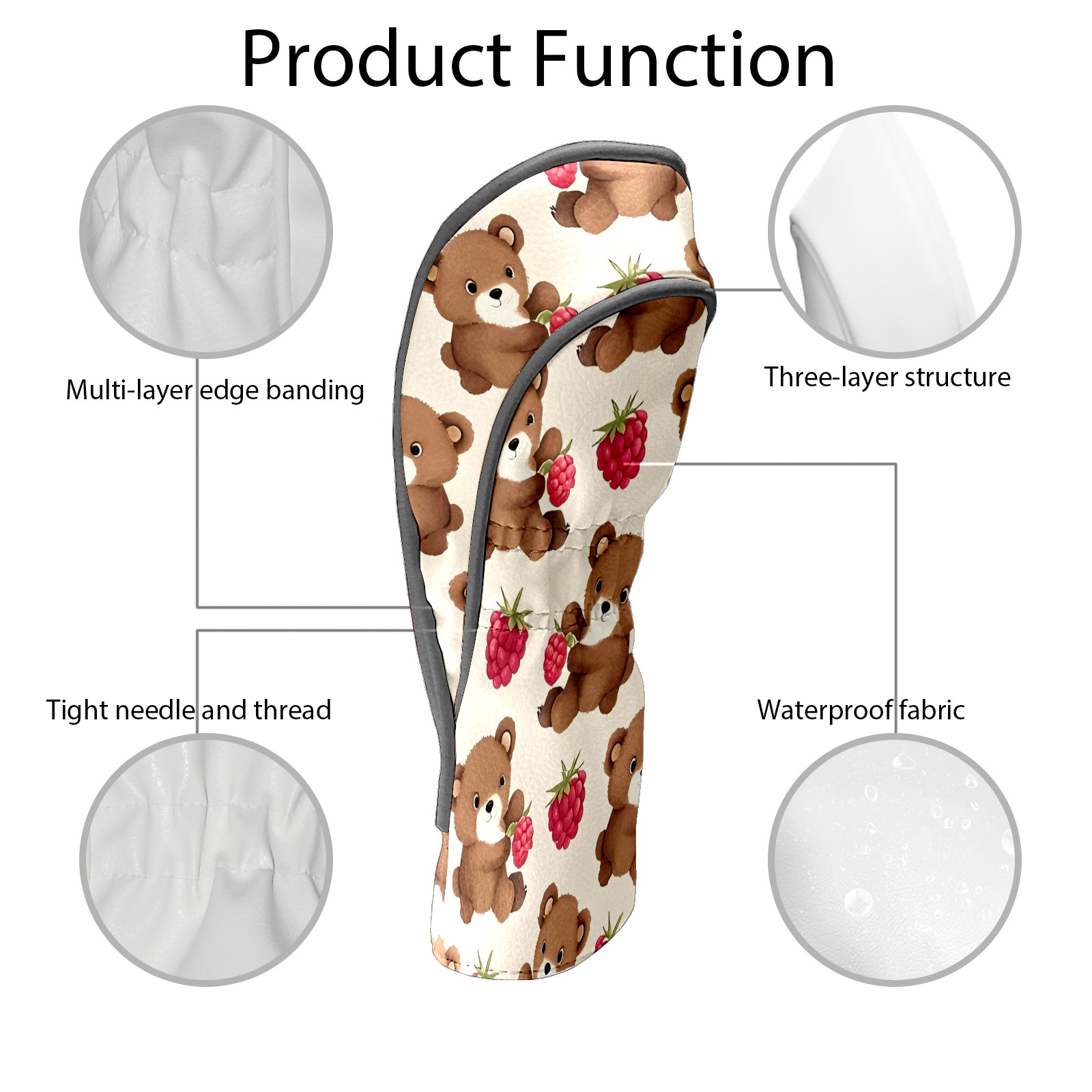 Golf Club Covers, Brown BearBerry Premium PU Leather Driver Hybrid Putter Head Covers with Velvet Lining, Waterproof Golf Gifts for Men Women