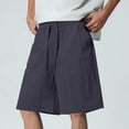 thumbnail image 6 of BXINGOHAI Mens Linen Shorts Casual Elastic Waist Drawstring Summer Beach Shorts Pockets Classic Fit Navy,2XL, 6 of 6