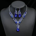 thumbnail image 1 of Nvzi Conjuntos de joyas de novia con diamantes de imitación, collar de cristal, pendientes, conjuntos de joyas para bodas,fiesta de noche, conjunto de joyas de graduación, azul, 1 of 4