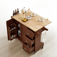 thumbnail image 6 of Homy Casa 53.8" Rolling Kitchen Island Cart with 4 Drawers, 3 Shelves, Glass-Front Door, Brown, 6 of 8