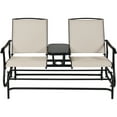 thumbnail image 4 of Patiojoy Beige Patio Loveseat Rocking 2 Person Outdoor Double Glider Chair With Center Table, 4 of 10