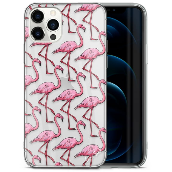 Case Yard iPhone-12-Pro-Max Case Clear Soft & Flexible TPU Ultra Low Profile Slim Fit Thin Shockproof Transparent Bumper Protective Cover Drop Protective Cell Phone Cases (Flamingo Pattern)