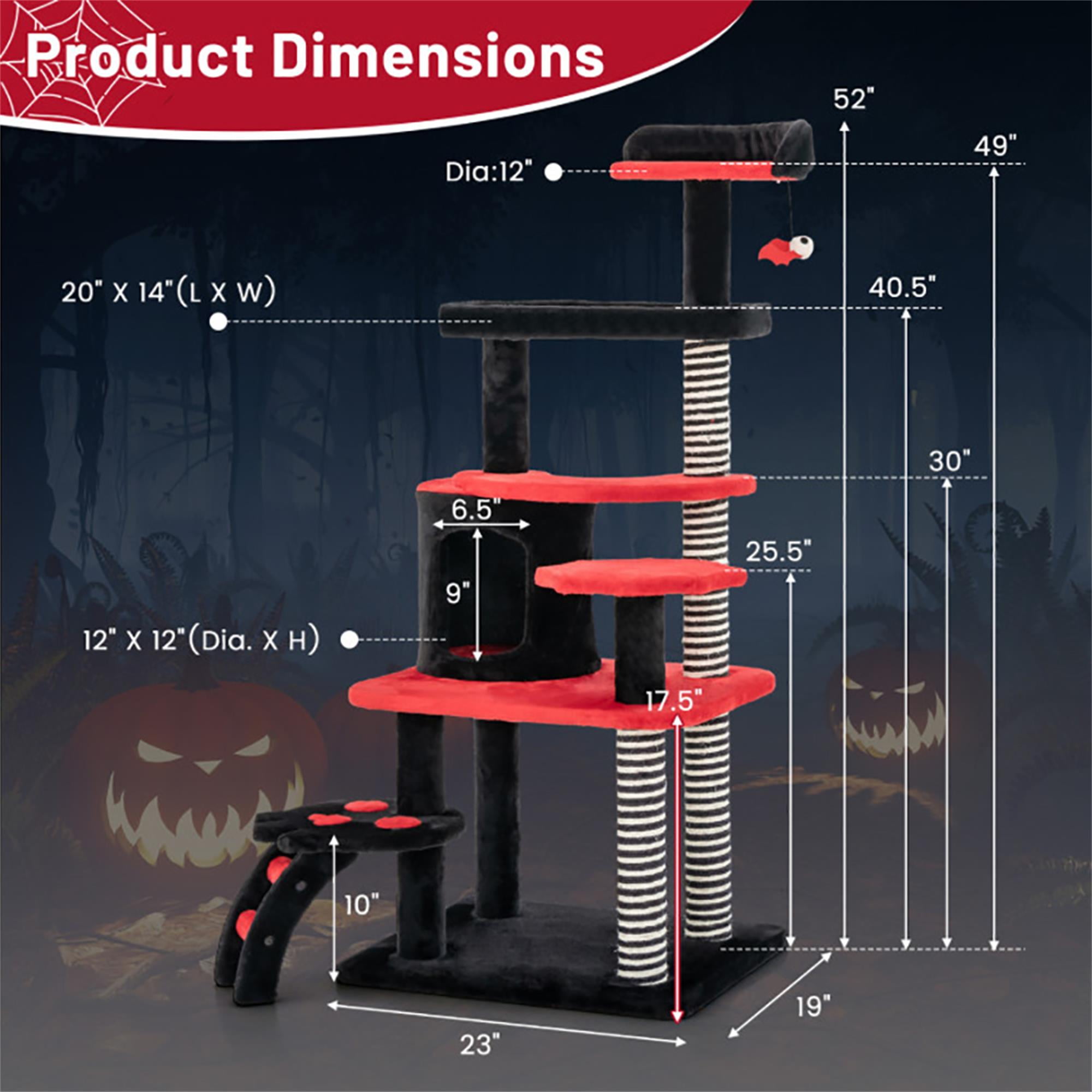 Pefilos 53" Gothic Cat Tree Tower Furniture with Scratching Post, Arch-Shaped Cat Condo for Kittens Cat Tree House, Black Pefilos 53" Gothic Cat Tree Tower Furniture with Scratching Post, Arch-Shaped Cat Condo for Kittens Cat Tree House, Black