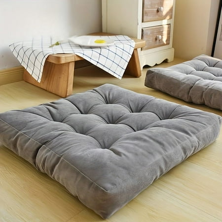 

1pc Large Plush Square Corduroy Floor Pillow - Thickened Tatami Cushion for Window Balcony Yoga Meditation - Living Room Office Home Decor