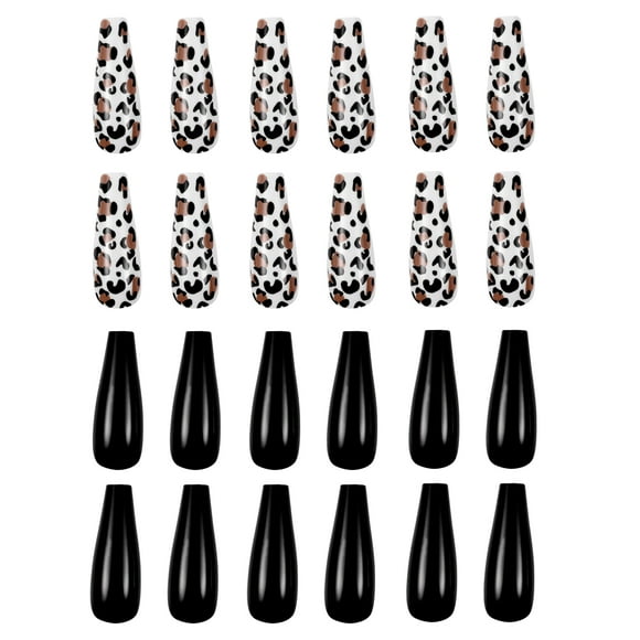 24pcs Long False Nails Full Cover Fake Nails Fancy Dress Nail for Women Girls