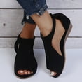 thumbnail image 2 of Vedolay Flat Sandals for Women Women's Summer Wedges Peep Toe Walking Slides Sandals,Black 7.5, 2 of 4