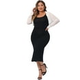thumbnail image 3 of Agnes Orinda Women's Plus Size Long Sleeve Open Front Sheer See Through Mesh Bolero Shrug Crop Cardigans 3X White, 3 of 7