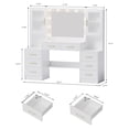 thumbnail image 2 of UGTOO White Modern Vanity Set – 8-Drawer Dresser with LED Mirror & Charging Station (58.27"L x 15.75"W), 2 of 10