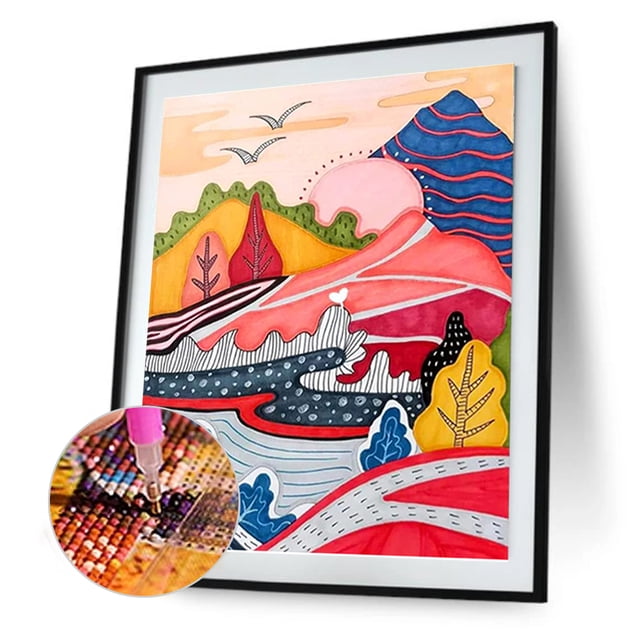 Cuadros Decorativos 5D DIY Diamond Mosaic Art Landscape Kit Artesanías hechas a mano Decoración (Estilo D) Wdftyju embutido en tela