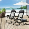 thumbnail image 4 of GVN Folding Chairs Patio Chairs Lawn Chair,Folding Patio Dining Chairs Set of 2 with Adjustable Sling Back, Camping Chair with Removable Headrest, Black, 4 of 10