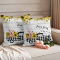 thumbnail image 2 of Sunflowers Outdoor Waterproof Pillow Covers, Spring Botanical Truck Pig Wooden Grain Decorative Square Throw Pillowcase Sofa Cushion Sham for Patio/Couch/Chair, 18"x18" 2 Pack, 2 of 8